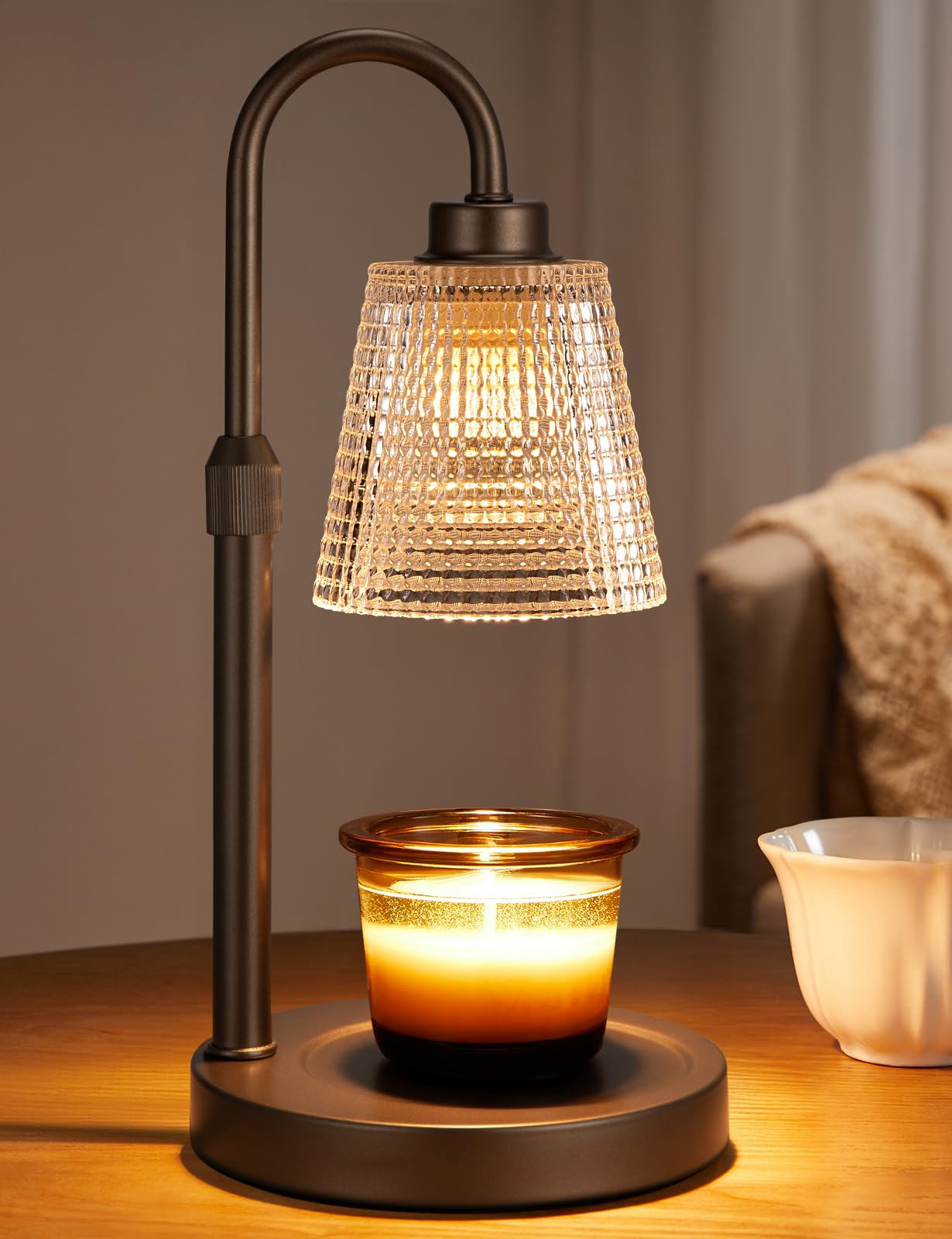 Innqoo Candle Warmer Lamp with Timer, Dimmable Candle Warmer for Jar Candles, Height Adjustable Wax Melts Warmer, Birthday Gifts for Women Mom, House Warming Gifts New Home Decor