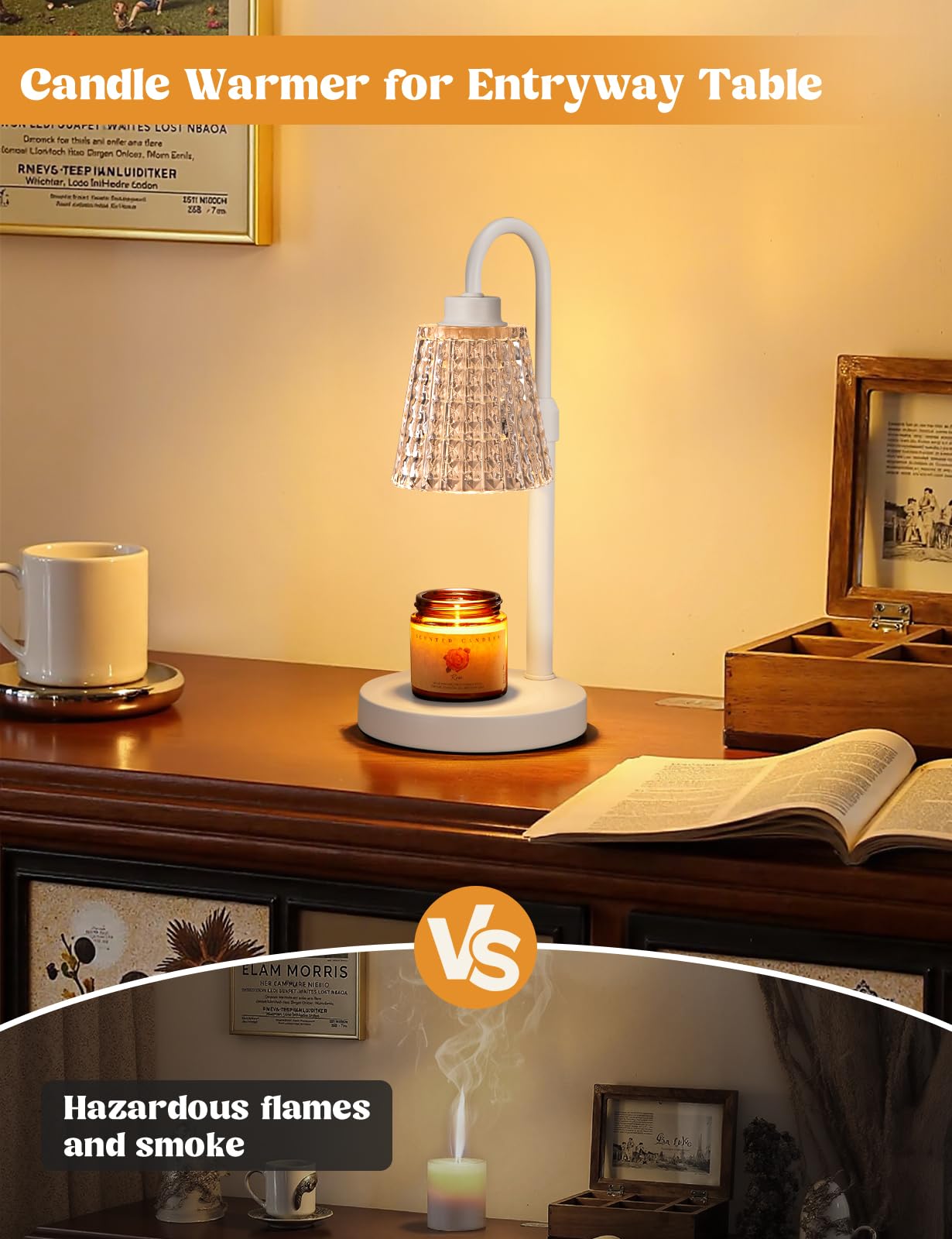 Innqoo Candle Warmer Lamp with Timer, Dimmable Candle Warmer for Jar Candles, Height Adjustable Wax Melts Warmer, Birthday Gifts for Women Mom, House Warming Gifts New Home Decor