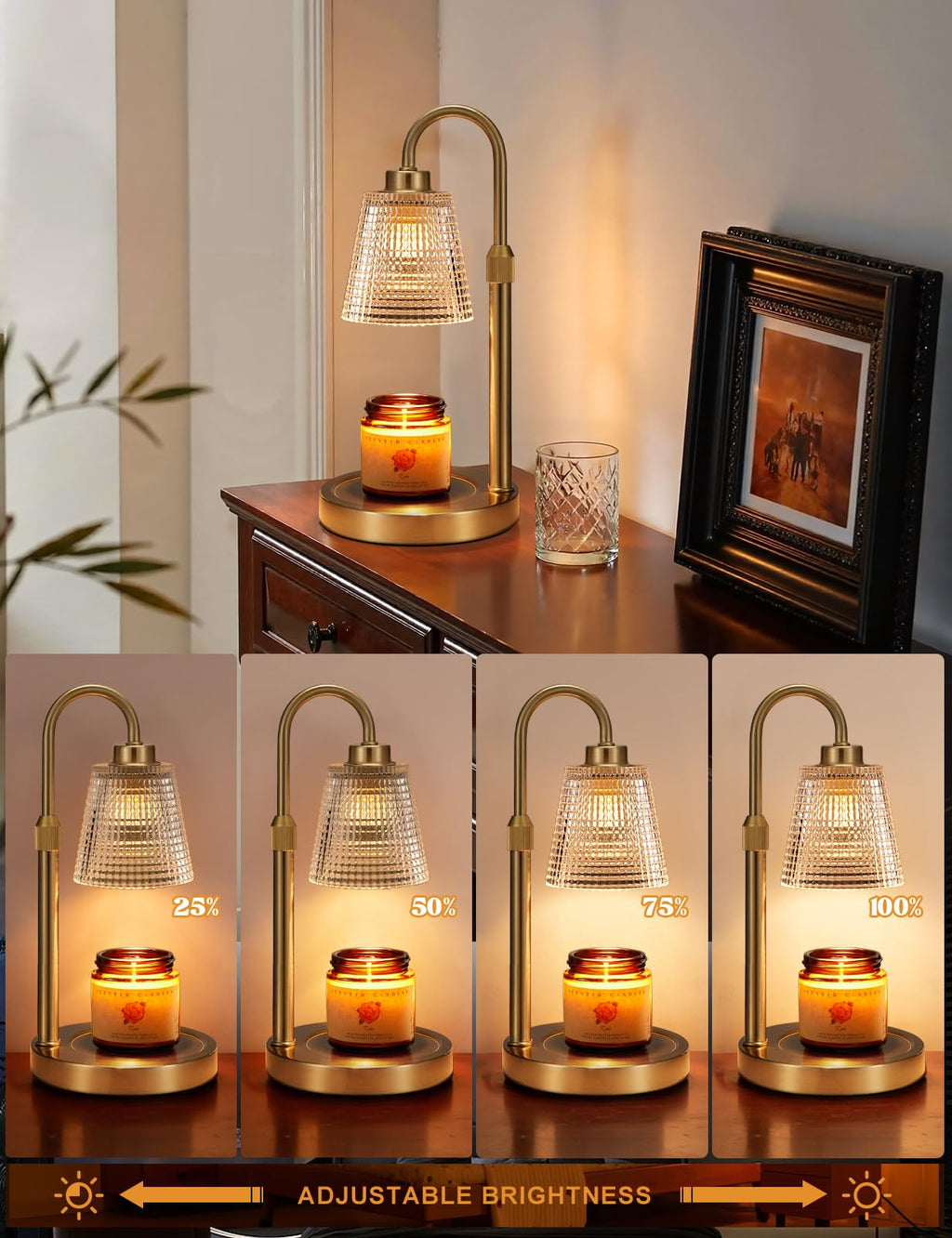 Innqoo Candle Warmer Lamp with Timer, Dimmable Candle Warmer for Jar Candles, Height Adjustable Wax Melts Warmer, Birthday Gifts for Women Mom, House Warming Gifts New Home Decor