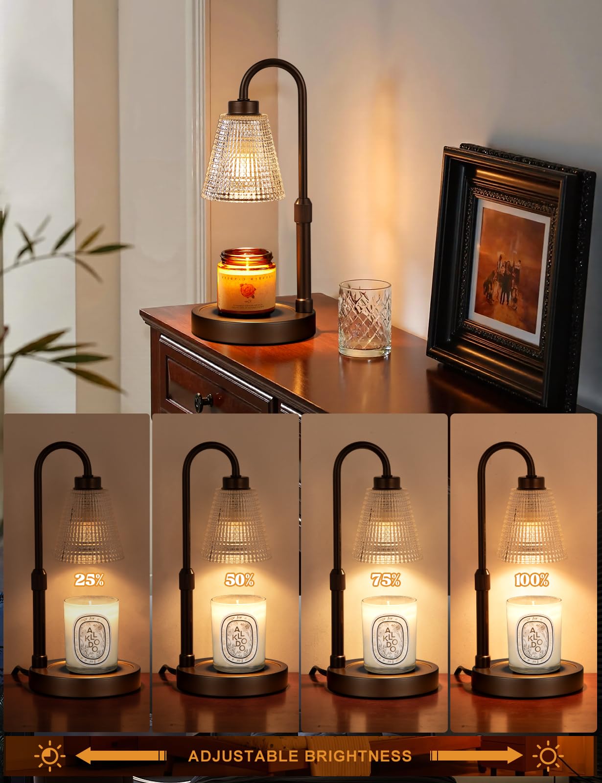 Innqoo Candle Warmer Lamp with Timer, Dimmable Candle Warmer for Jar Candles, Height Adjustable Wax Melts Warmer, Birthday Gifts for Women Mom, House Warming Gifts New Home Decor