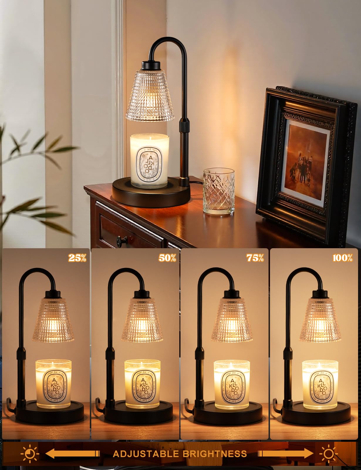 Innqoo Candle Warmer Lamp with Timer, Dimmable Candle Warmer for Jar Candles, Height Adjustable Wax Melts Warmer, Birthday Gifts for Women Mom, House Warming Gifts New Home Decor