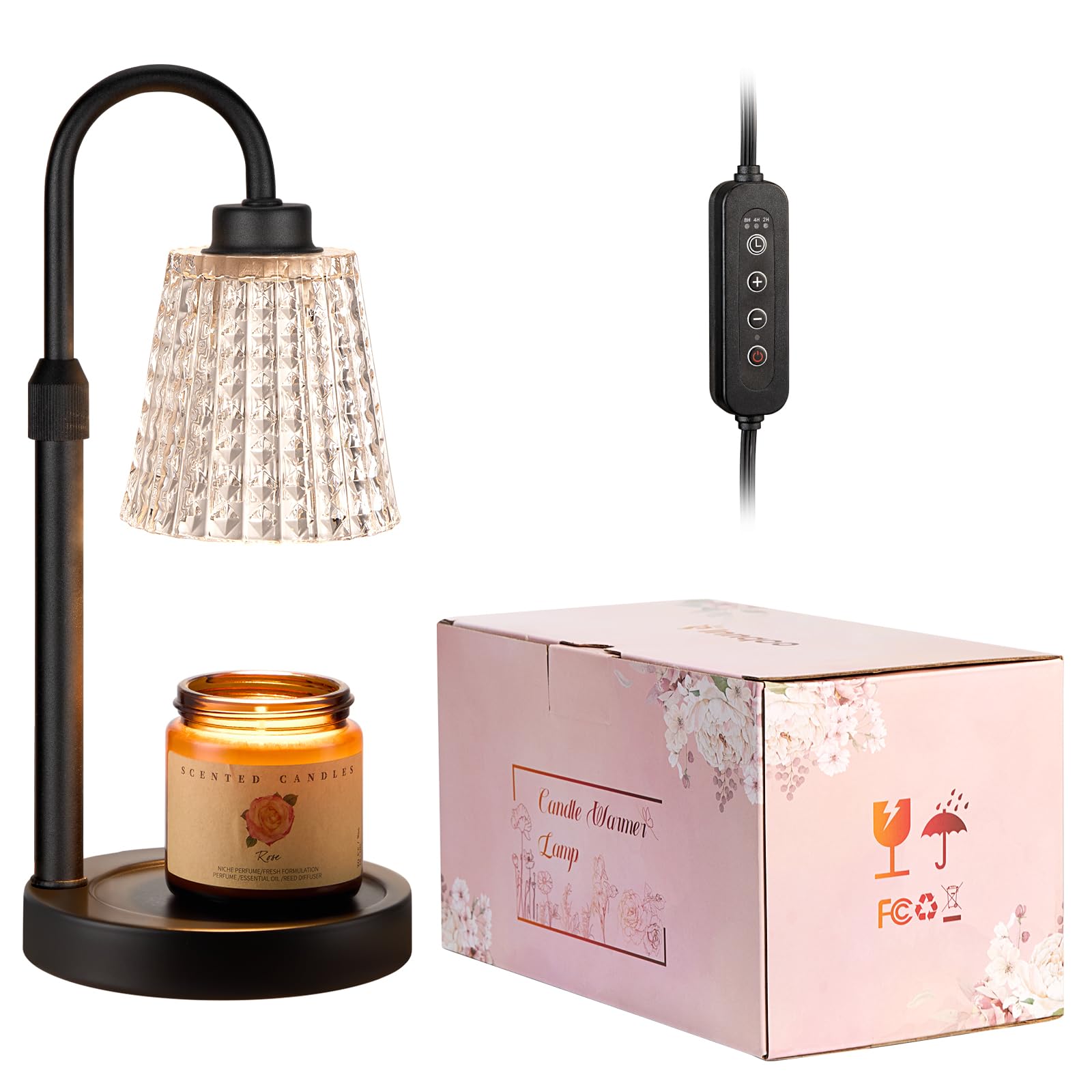 Innqoo Candle Warmer Lamp with Timer, Dimmable Candle Warmer for Jar Candles, Height Adjustable Wax Melts Warmer, Birthday Gifts for Women Mom, House Warming Gifts New Home Decor