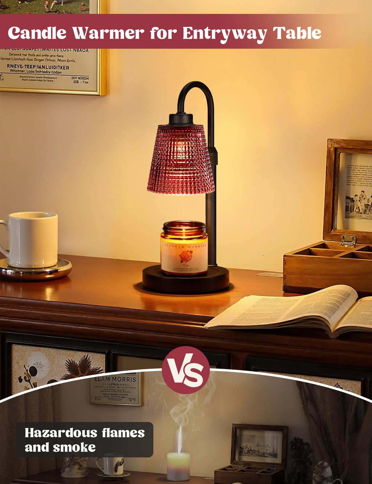 Innqoo Candle Warmer Lamp with Timer, Dimmable Candle Warmer for Jar Candles, Height Adjustable Wax Melts Warmer, Birthday Gifts for Women Mom, House Warming Gifts New Home Decor