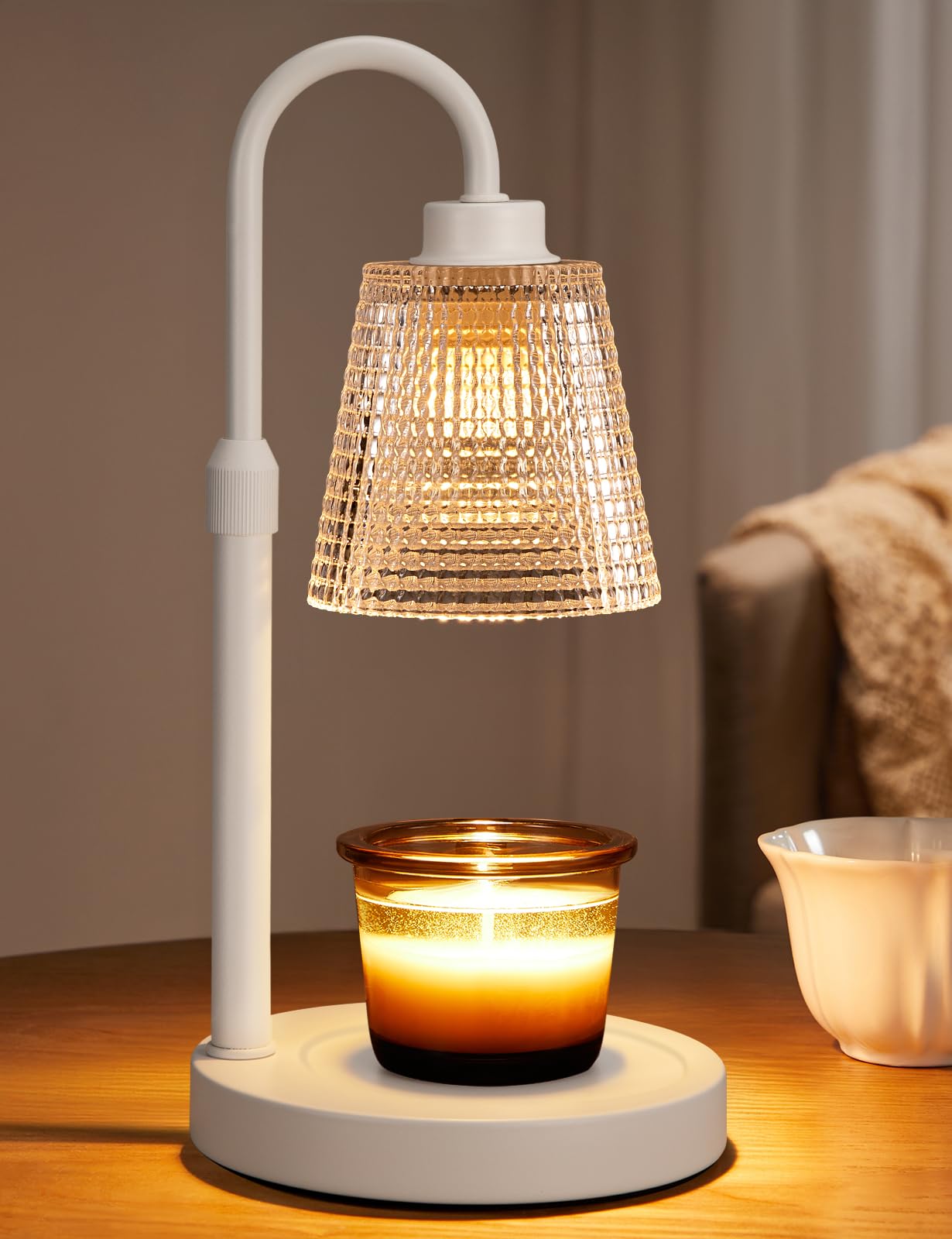 Innqoo Candle Warmer Lamp with Timer, Dimmable Candle Warmer for Jar Candles, Height Adjustable Wax Melts Warmer, Birthday Gifts for Women Mom, House Warming Gifts New Home Decor
