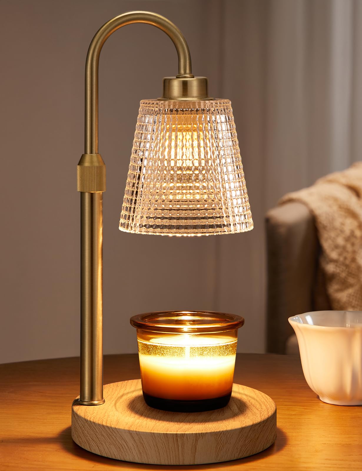 Innqoo Candle Warmer Lamp with Timer, Dimmable Candle Warmer for Jar Candles, Height Adjustable Wax Melts Warmer, Birthday Gifts for Women Mom, House Warming Gifts New Home Decor