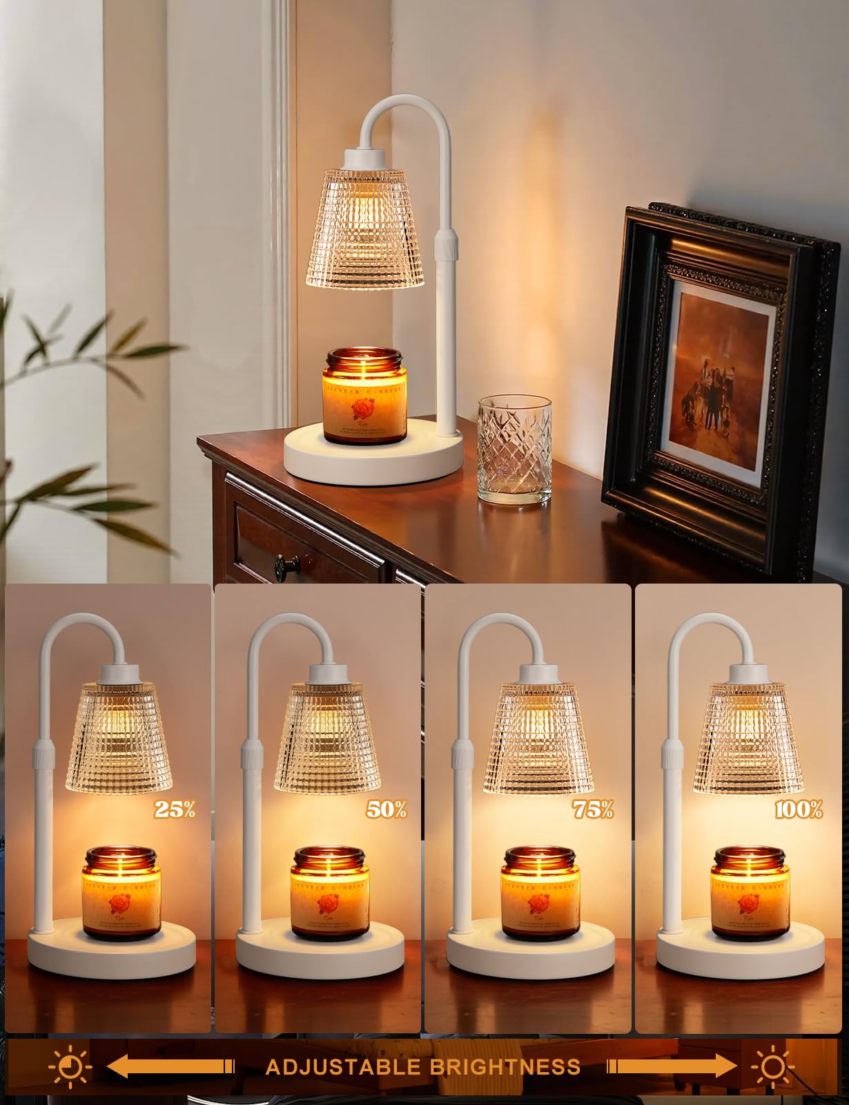 Innqoo Candle Warmer Lamp with Timer, Dimmable Candle Warmer for Jar Candles, Height Adjustable Wax Melts Warmer, Birthday Gifts for Women Mom, House Warming Gifts New Home Decor