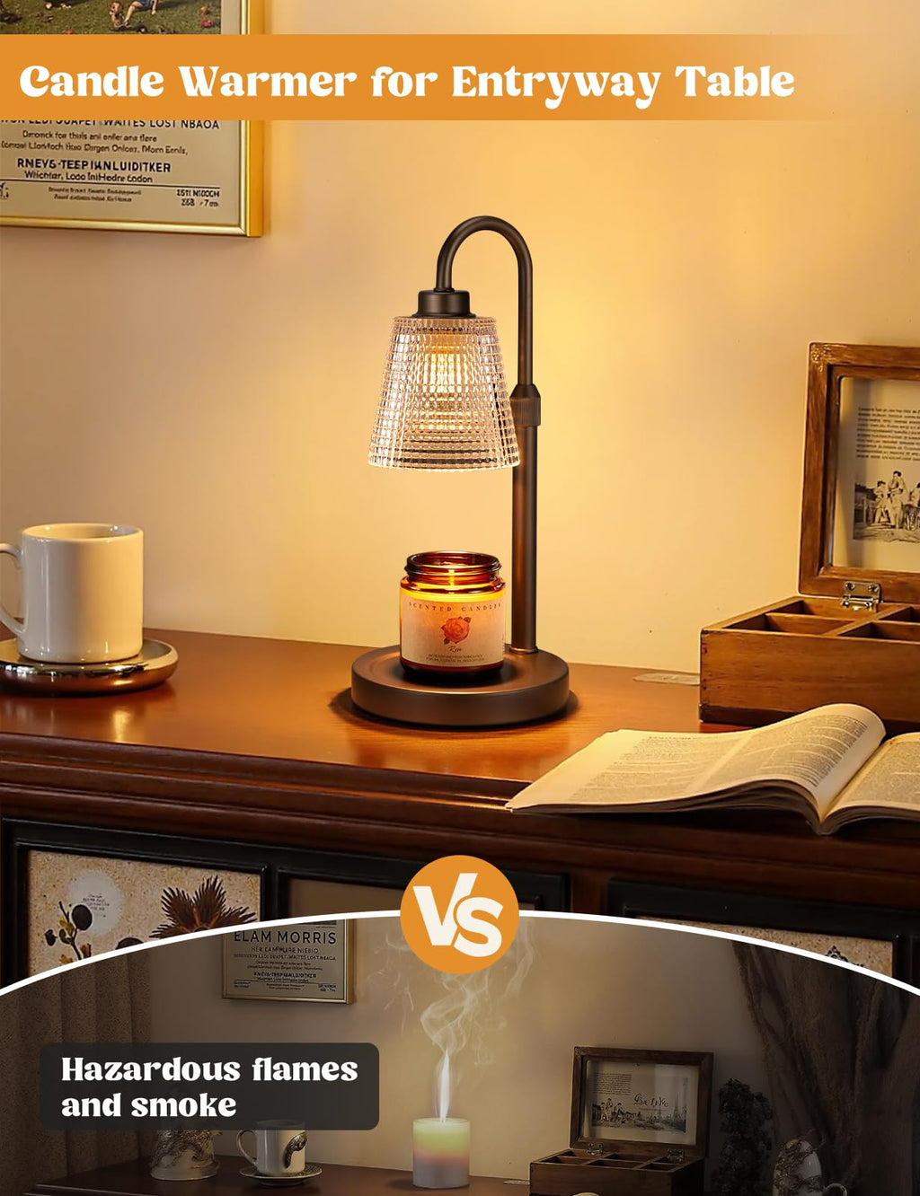 Innqoo Candle Warmer Lamp with Timer, Dimmable Candle Warmer for Jar Candles, Height Adjustable Wax Melts Warmer, Birthday Gifts for Women Mom, House Warming Gifts New Home Decor