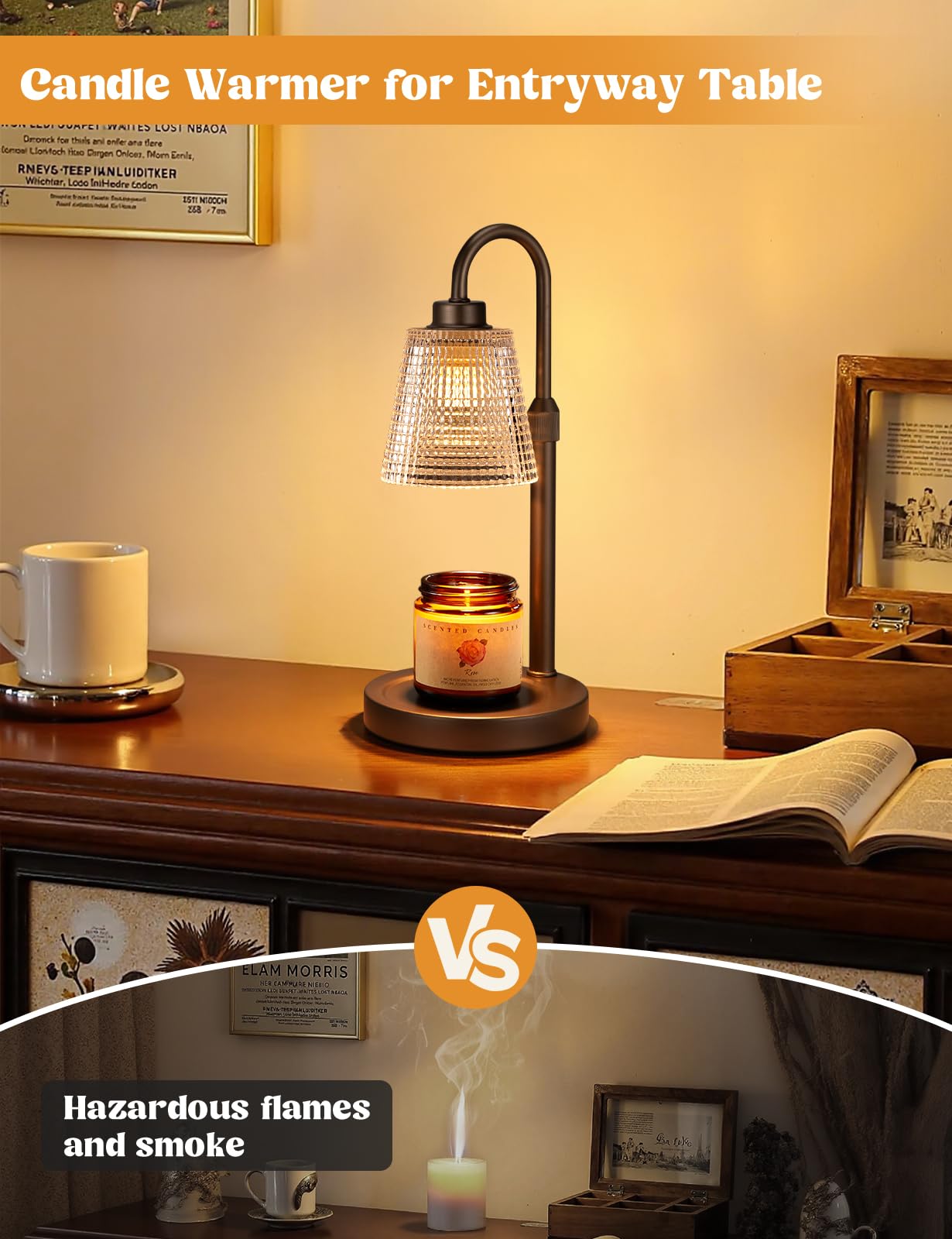 Innqoo Candle Warmer Lamp with Timer, Dimmable Candle Warmer for Jar Candles, Height Adjustable Wax Melts Warmer, Birthday Gifts for Women Mom, House Warming Gifts New Home Decor