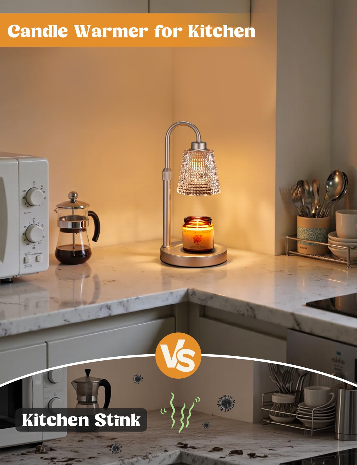 Innqoo Candle Warmer Lamp with Timer, Dimmable Candle Warmer for Jar Candles, Height Adjustable Wax Melts Warmer, Birthday Gifts for Women Mom, House Warming Gifts New Home Decor