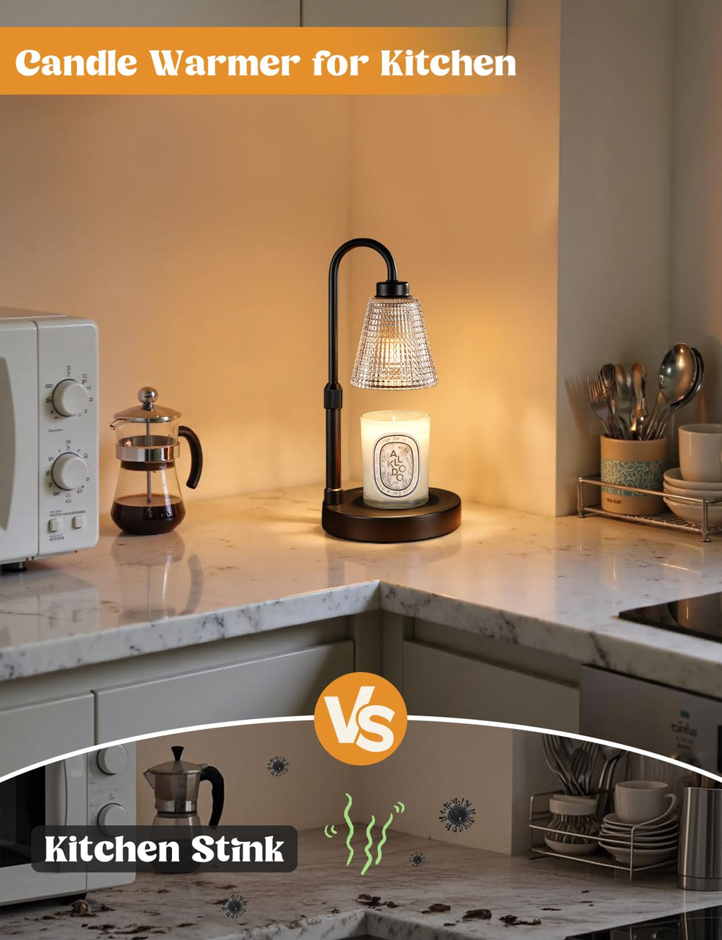 Innqoo Candle Warmer Lamp with Timer, Dimmable Candle Warmer for Jar Candles, Height Adjustable Wax Melts Warmer, Birthday Gifts for Women Mom, House Warming Gifts New Home Decor