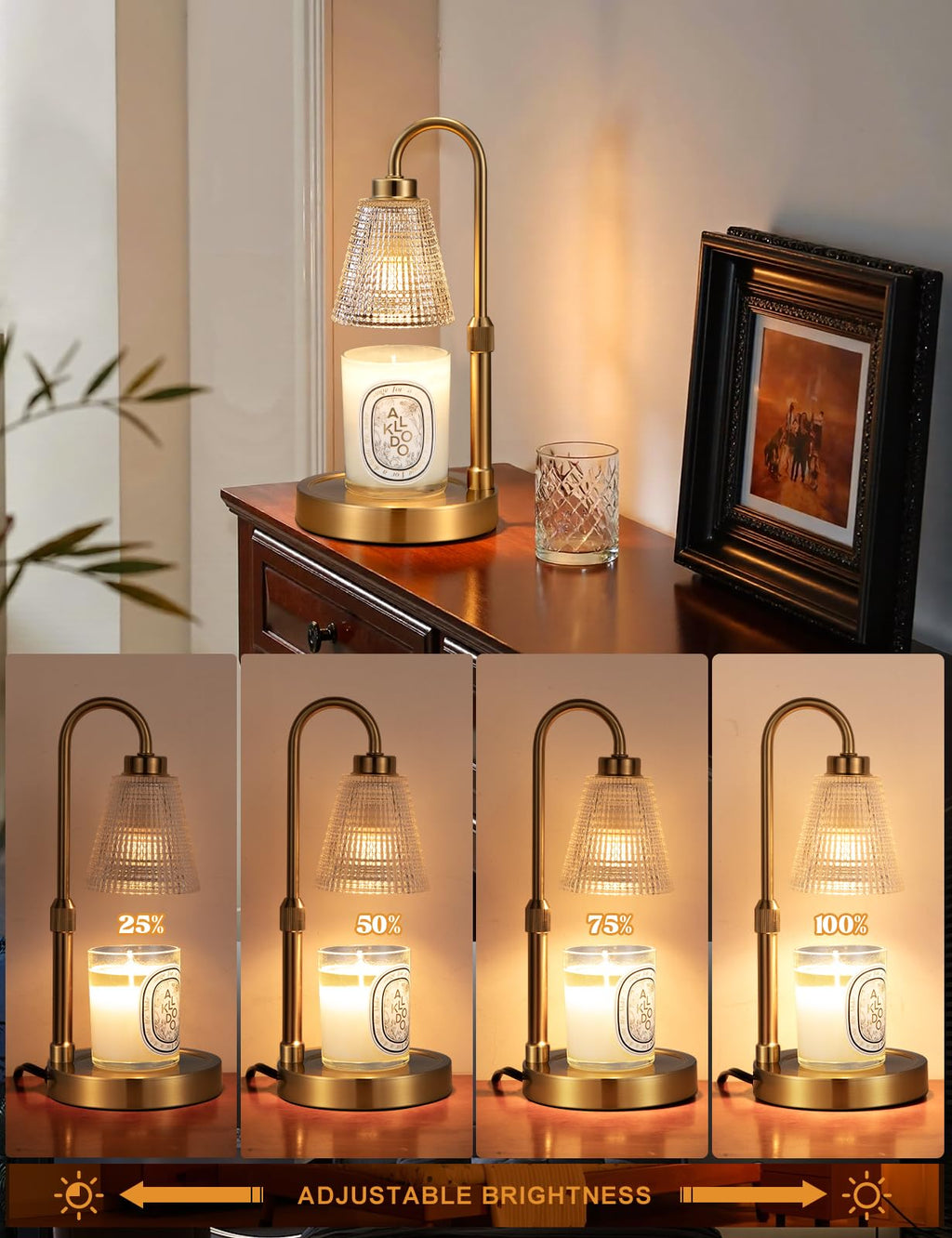 Innqoo Candle Warmer Lamp with Timer, Dimmable Candle Warmer for Jar Candles, Height Adjustable Wax Melts Warmer, Birthday Gifts for Women Mom, House Warming Gifts New Home Decor
