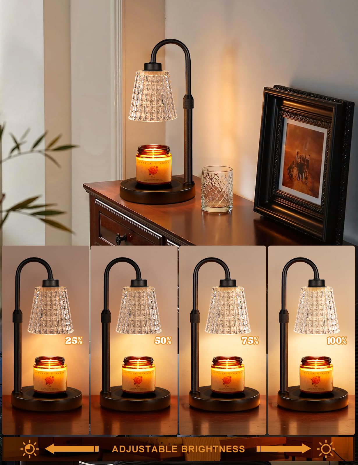Innqoo Candle Warmer Lamp with Timer, Dimmable Candle Warmer for Jar Candles, Height Adjustable Wax Melts Warmer, Birthday Gifts for Women Mom, House Warming Gifts New Home Decor