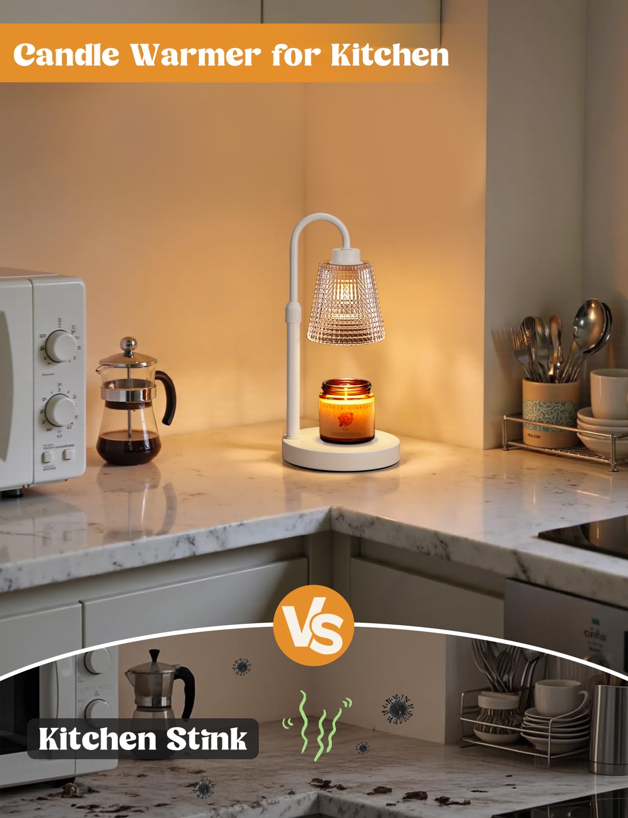 Innqoo Candle Warmer Lamp with Timer, Dimmable Candle Warmer for Jar Candles, Height Adjustable Wax Melts Warmer, Birthday Gifts for Women Mom, House Warming Gifts New Home Decor