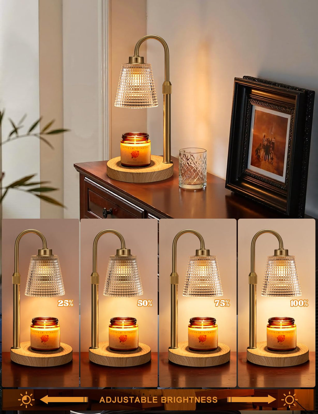 Innqoo Candle Warmer Lamp with Timer, Dimmable Candle Warmer for Jar Candles, Height Adjustable Wax Melts Warmer, Birthday Gifts for Women Mom, House Warming Gifts New Home Decor