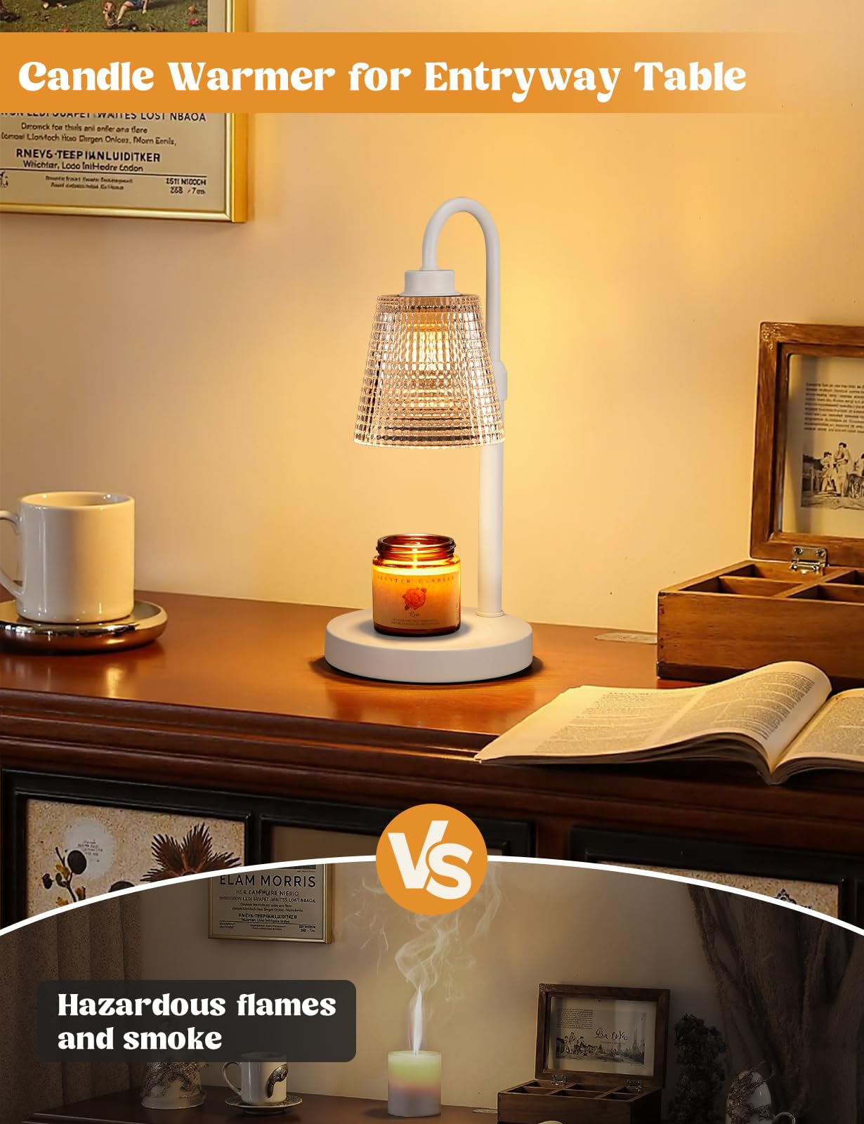 Innqoo Candle Warmer Lamp with Timer, Dimmable Candle Warmer for Jar Candles, Height Adjustable Wax Melts Warmer, Birthday Gifts for Women Mom, House Warming Gifts New Home Decor