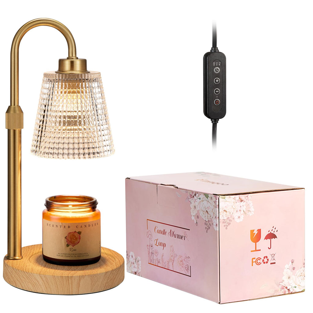 Innqoo Candle Warmer Lamp with Timer, Dimmable Candle Warmer for Jar Candles, Height Adjustable Wax Melts Warmer, Birthday Gifts for Women Mom, House Warming Gifts New Home Decor