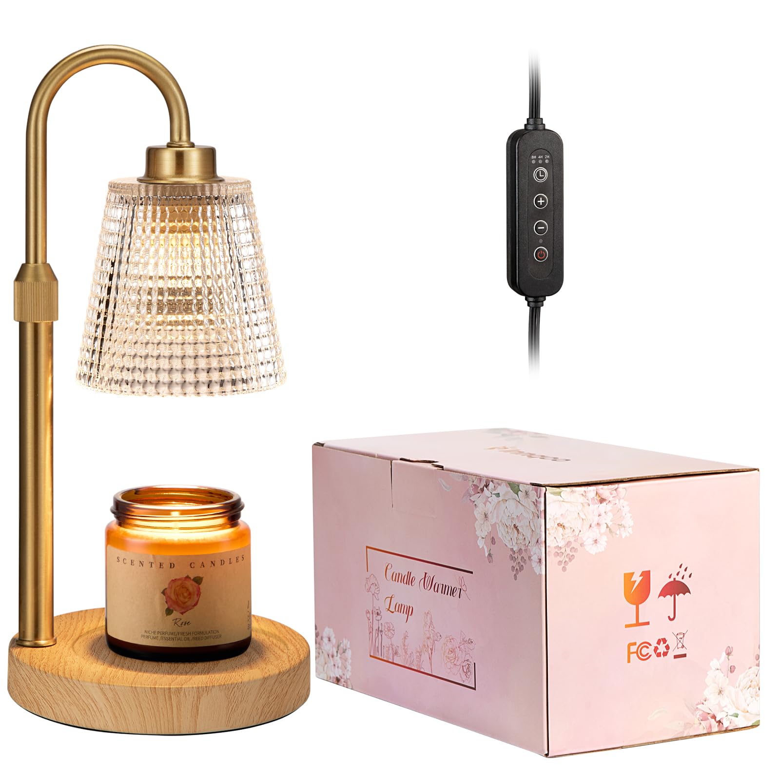 Innqoo Candle Warmer Lamp with Timer, Dimmable Candle Warmer for Jar Candles, Height Adjustable Wax Melts Warmer, Birthday Gifts for Women Mom, House Warming Gifts New Home Decor