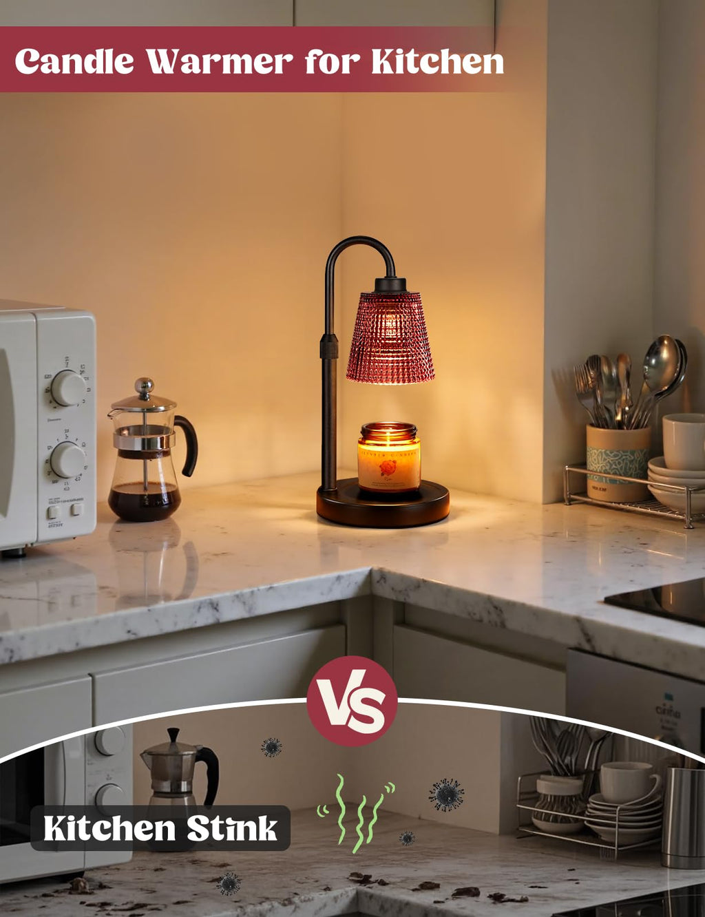 Innqoo Candle Warmer Lamp with Timer, Dimmable Candle Warmer for Jar Candles, Height Adjustable Wax Melts Warmer, Birthday Gifts for Women Mom, House Warming Gifts New Home Decor