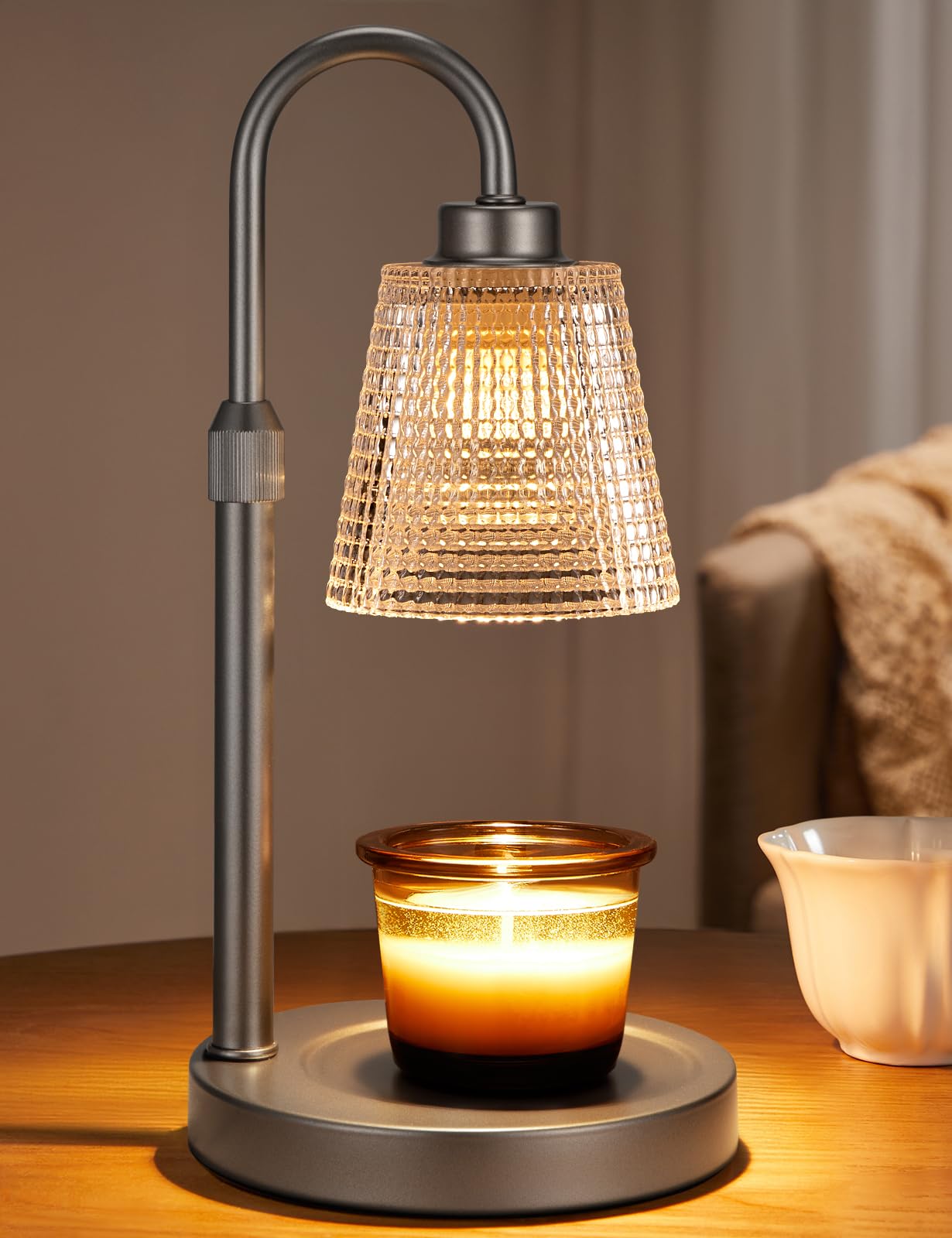 Innqoo Candle Warmer Lamp with Timer, Dimmable Candle Warmer for Jar Candles, Height Adjustable Wax Melts Warmer, Birthday Gifts for Women Mom, House Warming Gifts New Home Decor