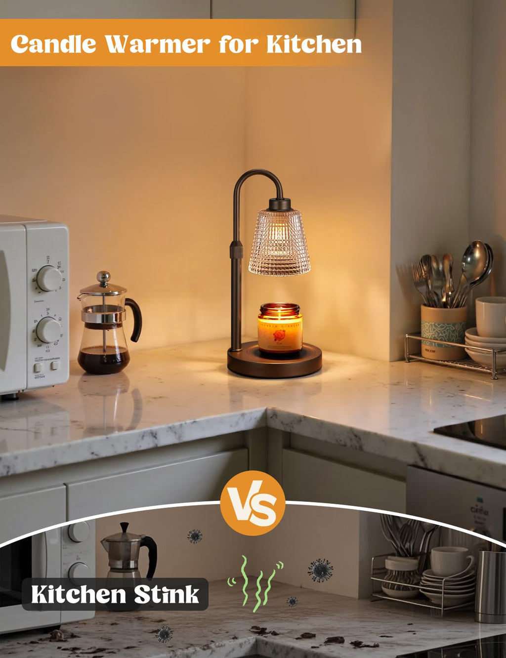 Innqoo Candle Warmer Lamp with Timer, Dimmable Candle Warmer for Jar Candles, Height Adjustable Wax Melts Warmer, Birthday Gifts for Women Mom, House Warming Gifts New Home Decor