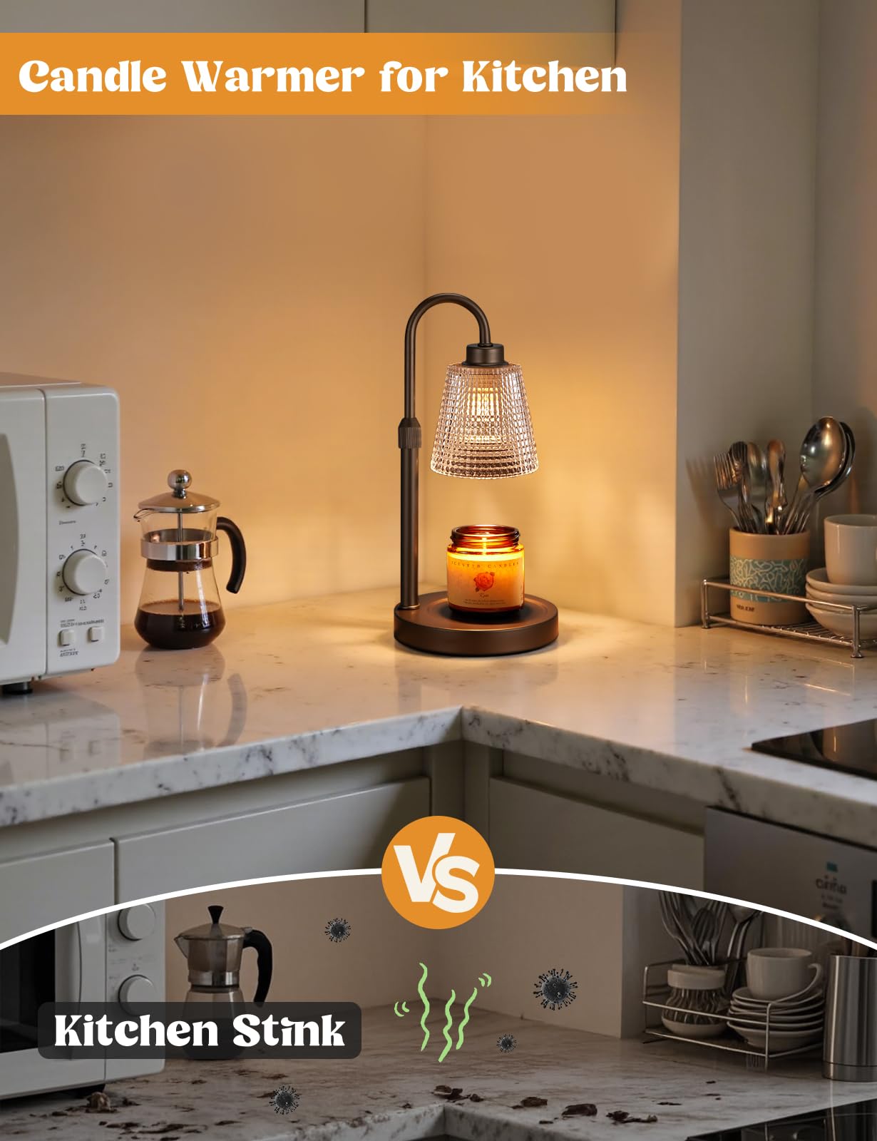 Innqoo Candle Warmer Lamp with Timer, Dimmable Candle Warmer for Jar Candles, Height Adjustable Wax Melts Warmer, Birthday Gifts for Women Mom, House Warming Gifts New Home Decor