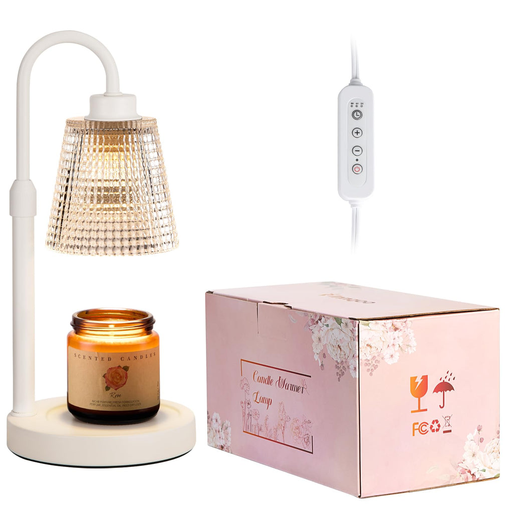 Innqoo Candle Warmer Lamp with Timer, Dimmable Candle Warmer for Jar Candles, Height Adjustable Wax Melts Warmer, Birthday Gifts for Women Mom, House Warming Gifts New Home Decor