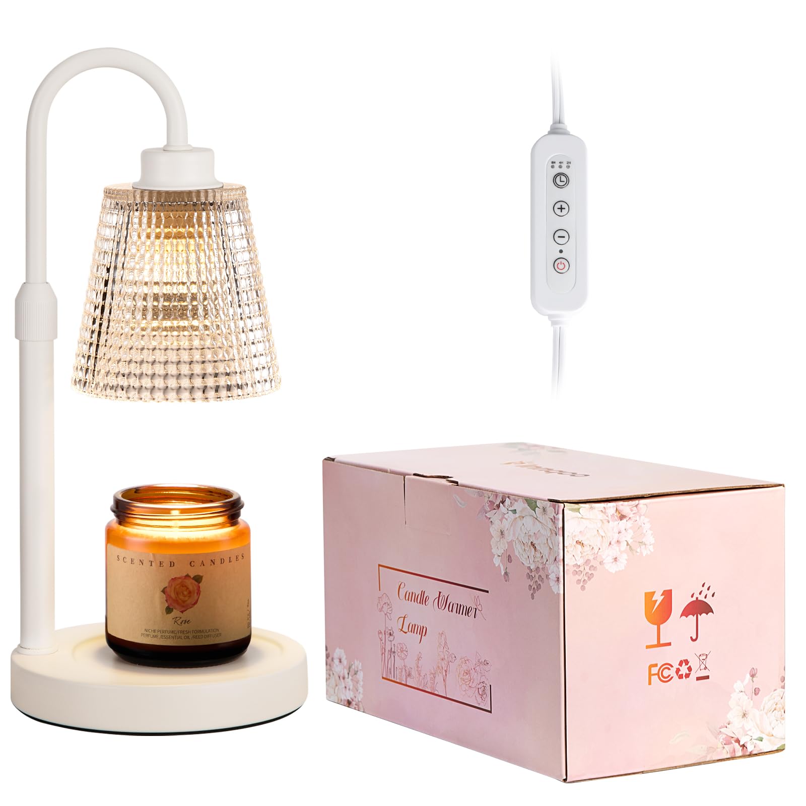 Innqoo Candle Warmer Lamp with Timer, Dimmable Candle Warmer for Jar Candles, Height Adjustable Wax Melts Warmer, Birthday Gifts for Women Mom, House Warming Gifts New Home Decor