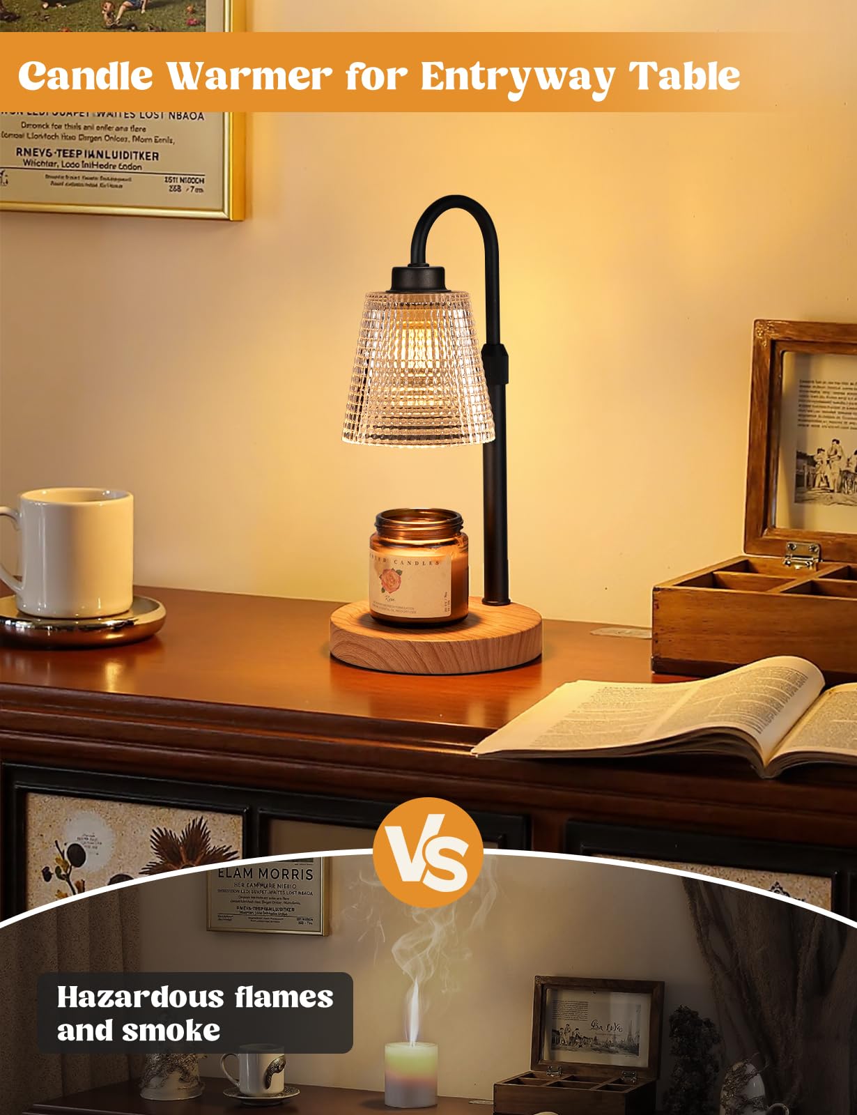 Innqoo Candle Warmer Lamp with Timer, Dimmable Candle Warmer for Jar Candles, Height Adjustable Wax Melts Warmer, Birthday Gifts for Women Mom, House Warming Gifts New Home Decor