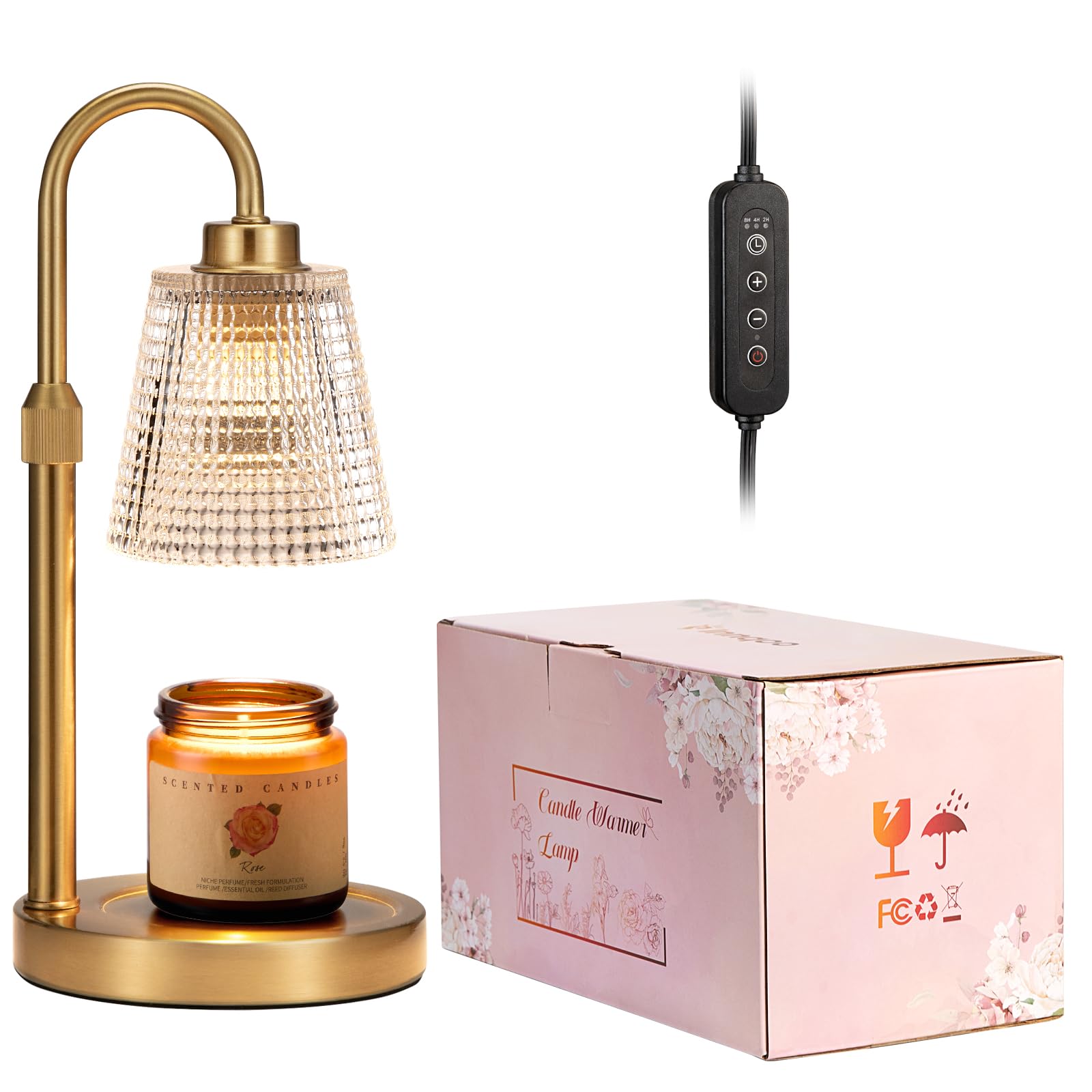 Innqoo Candle Warmer Lamp with Timer, Dimmable Candle Warmer for Jar Candles, Height Adjustable Wax Melts Warmer, Birthday Gifts for Women Mom, House Warming Gifts New Home Decor
