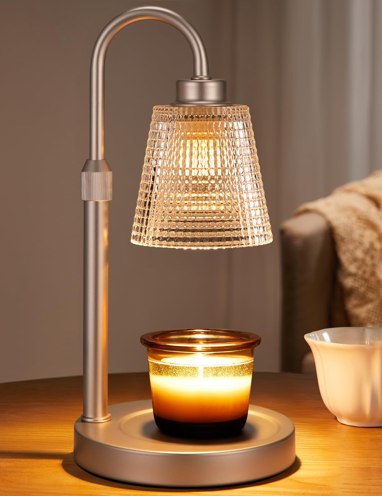 Innqoo Candle Warmer Lamp with Timer, Dimmable Candle Warmer for Jar Candles, Height Adjustable Wax Melts Warmer, Birthday Gifts for Women Mom, House Warming Gifts New Home Decor