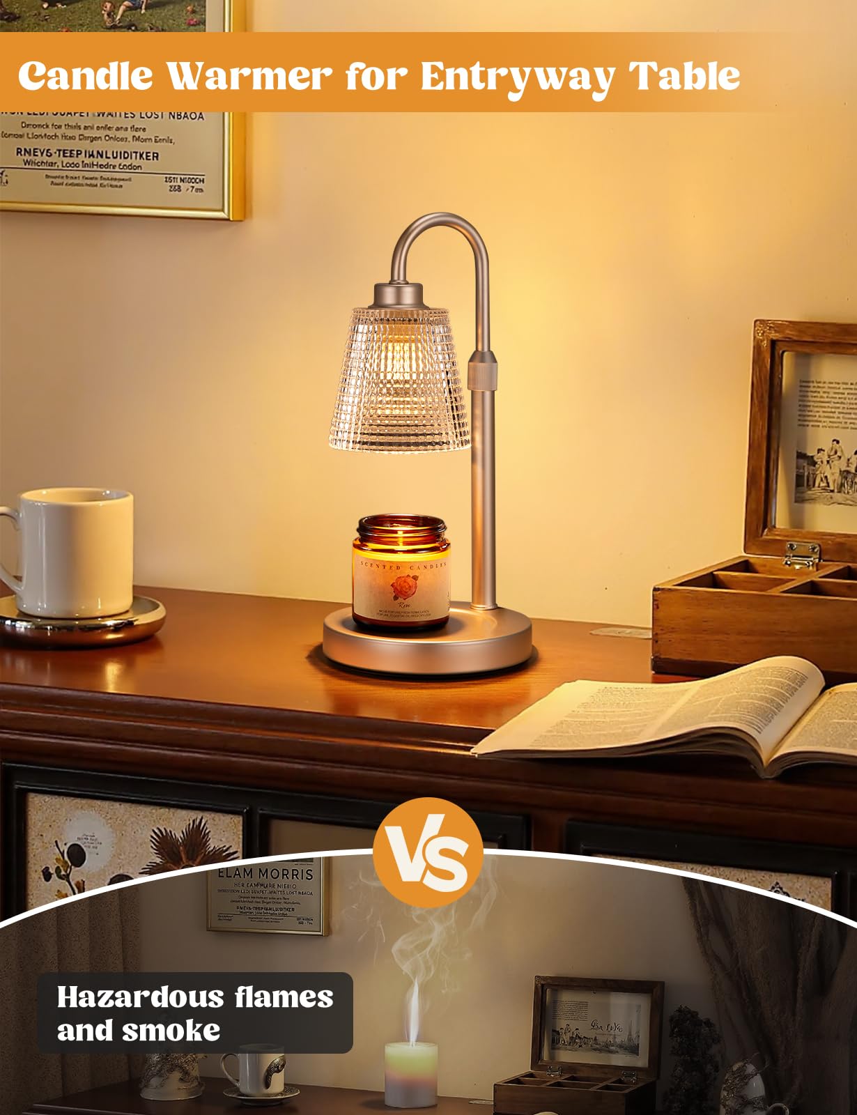 Innqoo Candle Warmer Lamp with Timer, Dimmable Candle Warmer for Jar Candles, Height Adjustable Wax Melts Warmer, Birthday Gifts for Women Mom, House Warming Gifts New Home Decor