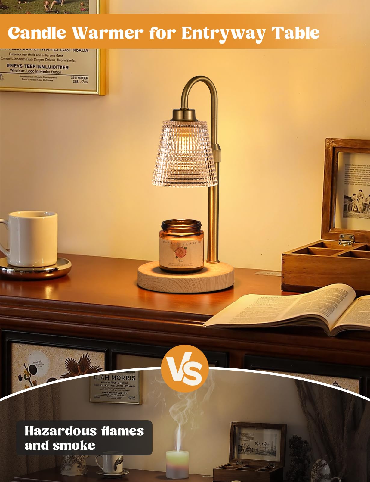 Innqoo Candle Warmer Lamp with Timer, Dimmable Candle Warmer for Jar Candles, Height Adjustable Wax Melts Warmer, Birthday Gifts for Women Mom, House Warming Gifts New Home Decor