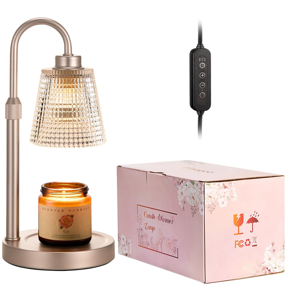 Innqoo Candle Warmer Lamp with Timer, Dimmable Candle Warmer for Jar Candles, Height Adjustable Wax Melts Warmer, Birthday Gifts for Women Mom, House Warming Gifts New Home Decor