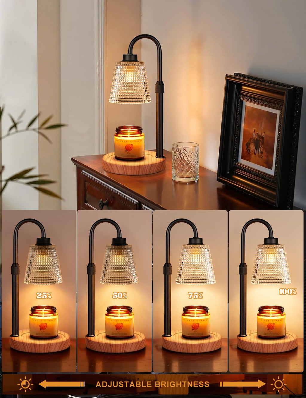 Innqoo Candle Warmer Lamp with Timer, Dimmable Candle Warmer for Jar Candles, Height Adjustable Wax Melts Warmer, Birthday Gifts for Women Mom, House Warming Gifts New Home Decor