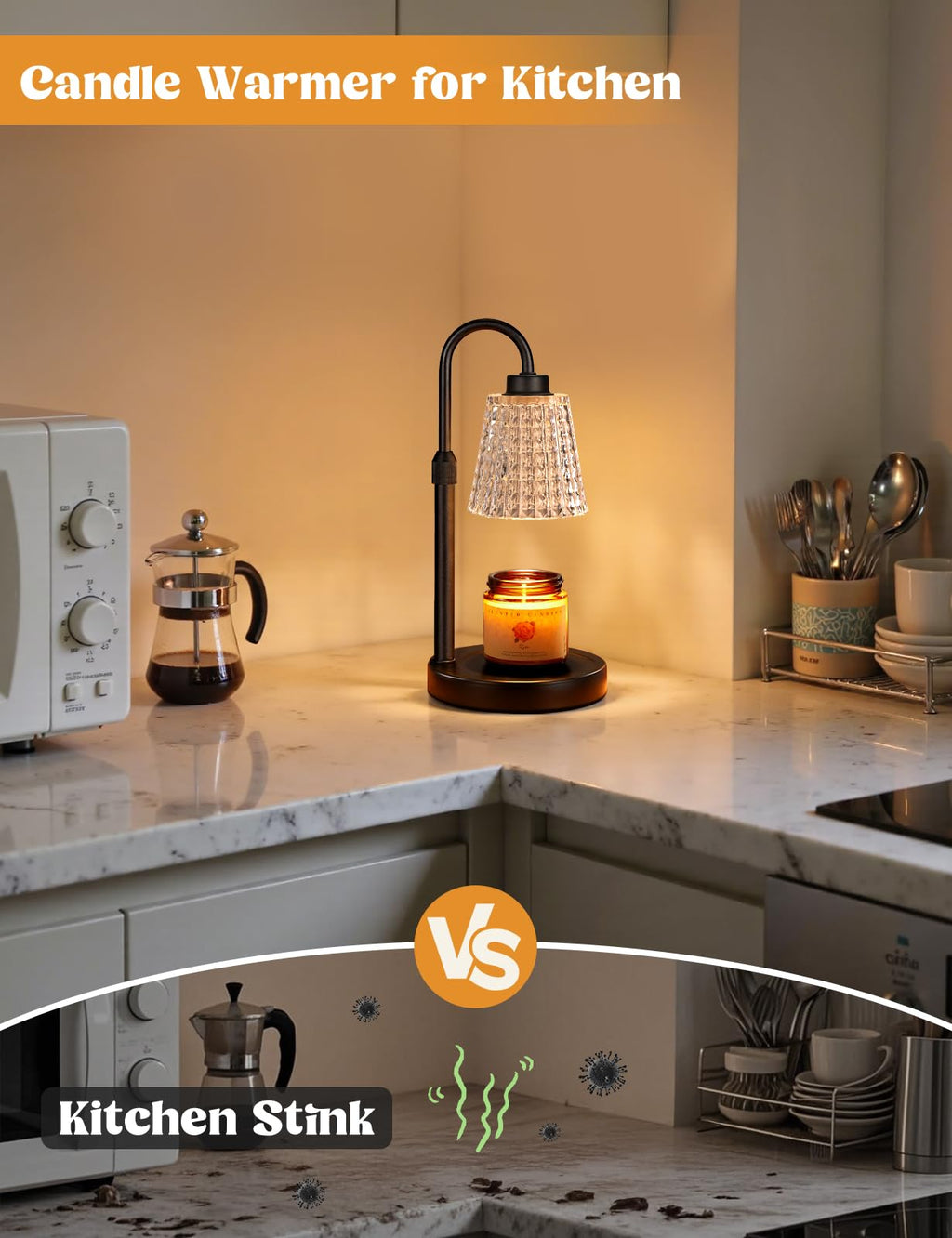 Innqoo Candle Warmer Lamp with Timer, Dimmable Candle Warmer for Jar Candles, Height Adjustable Wax Melts Warmer, Birthday Gifts for Women Mom, House Warming Gifts New Home Decor