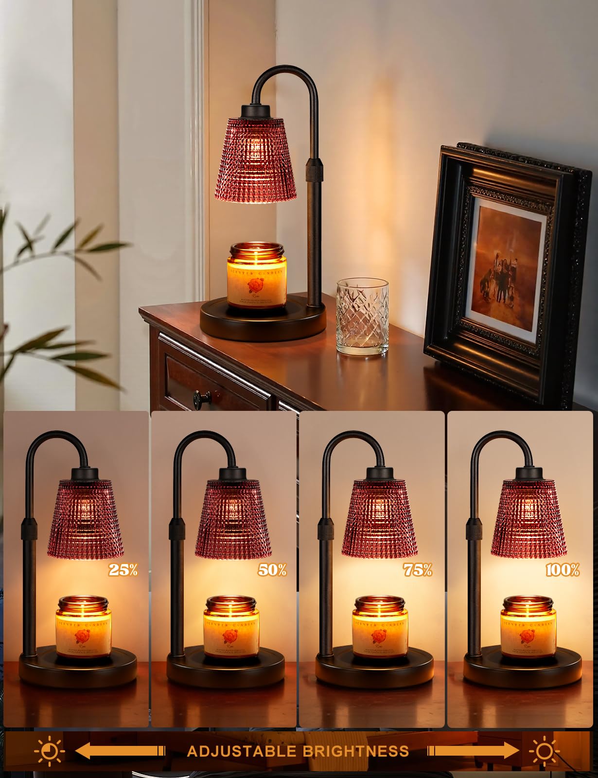 Innqoo Candle Warmer Lamp with Timer, Dimmable Candle Warmer for Jar Candles, Height Adjustable Wax Melts Warmer, Birthday Gifts for Women Mom, House Warming Gifts New Home Decor
