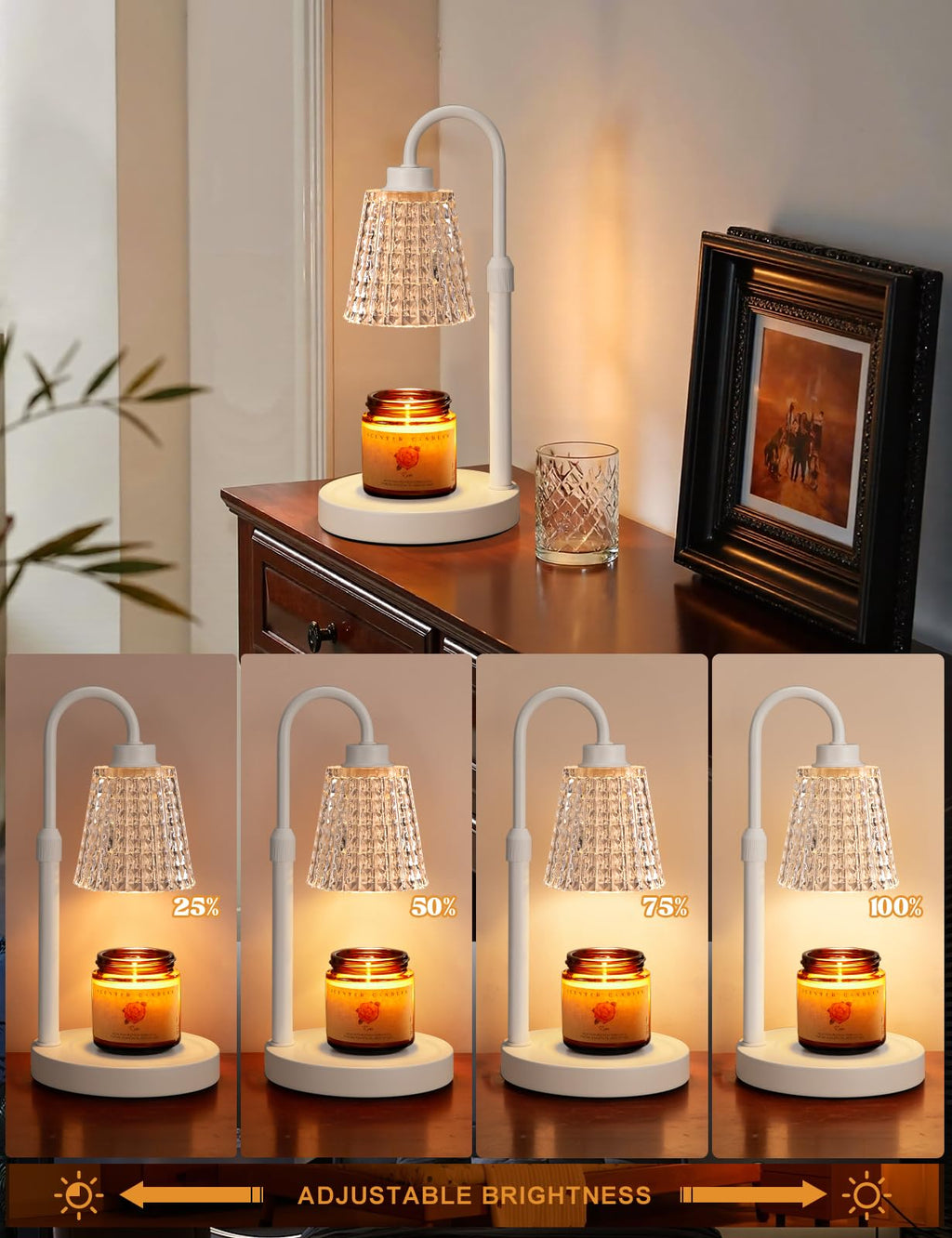 Innqoo Candle Warmer Lamp with Timer, Dimmable Candle Warmer for Jar Candles, Height Adjustable Wax Melts Warmer, Birthday Gifts for Women Mom, House Warming Gifts New Home Decor