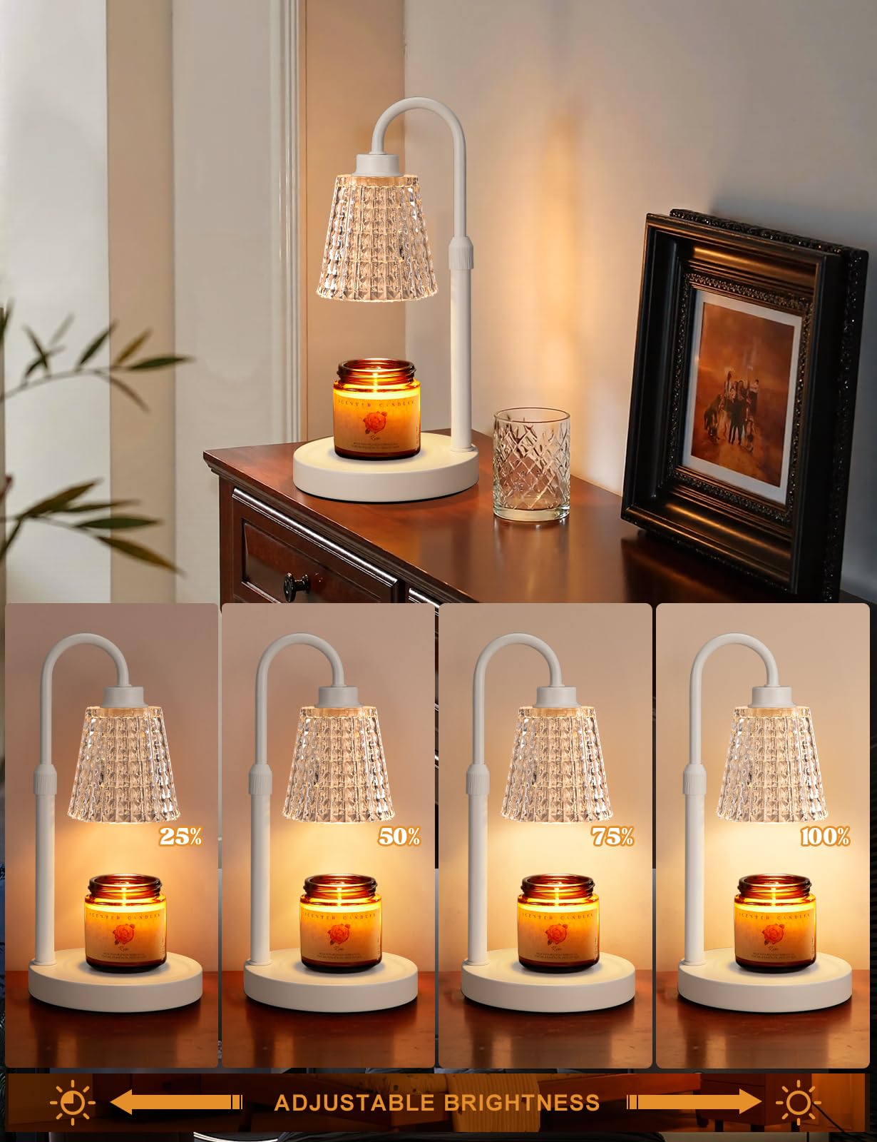 Innqoo Candle Warmer Lamp with Timer, Dimmable Candle Warmer for Jar Candles, Height Adjustable Wax Melts Warmer, Birthday Gifts for Women Mom, House Warming Gifts New Home Decor
