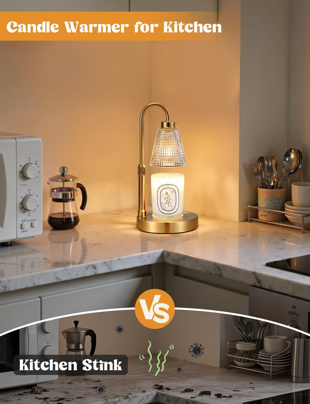 Innqoo Candle Warmer Lamp with Timer, Dimmable Candle Warmer for Jar Candles, Height Adjustable Wax Melts Warmer, Birthday Gifts for Women Mom, House Warming Gifts New Home Decor