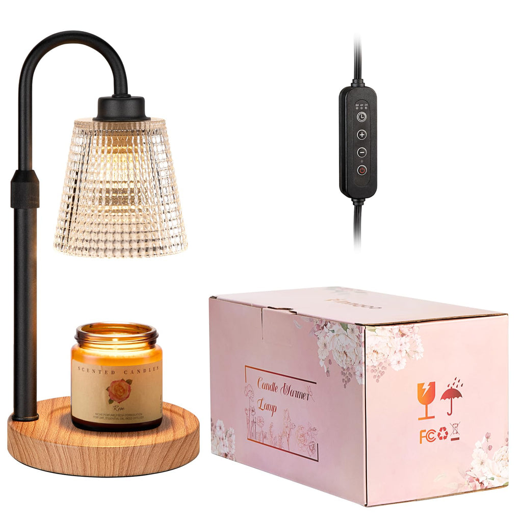 Innqoo Candle Warmer Lamp with Timer, Dimmable Candle Warmer for Jar Candles, Height Adjustable Wax Melts Warmer, Birthday Gifts for Women Mom, House Warming Gifts New Home Decor