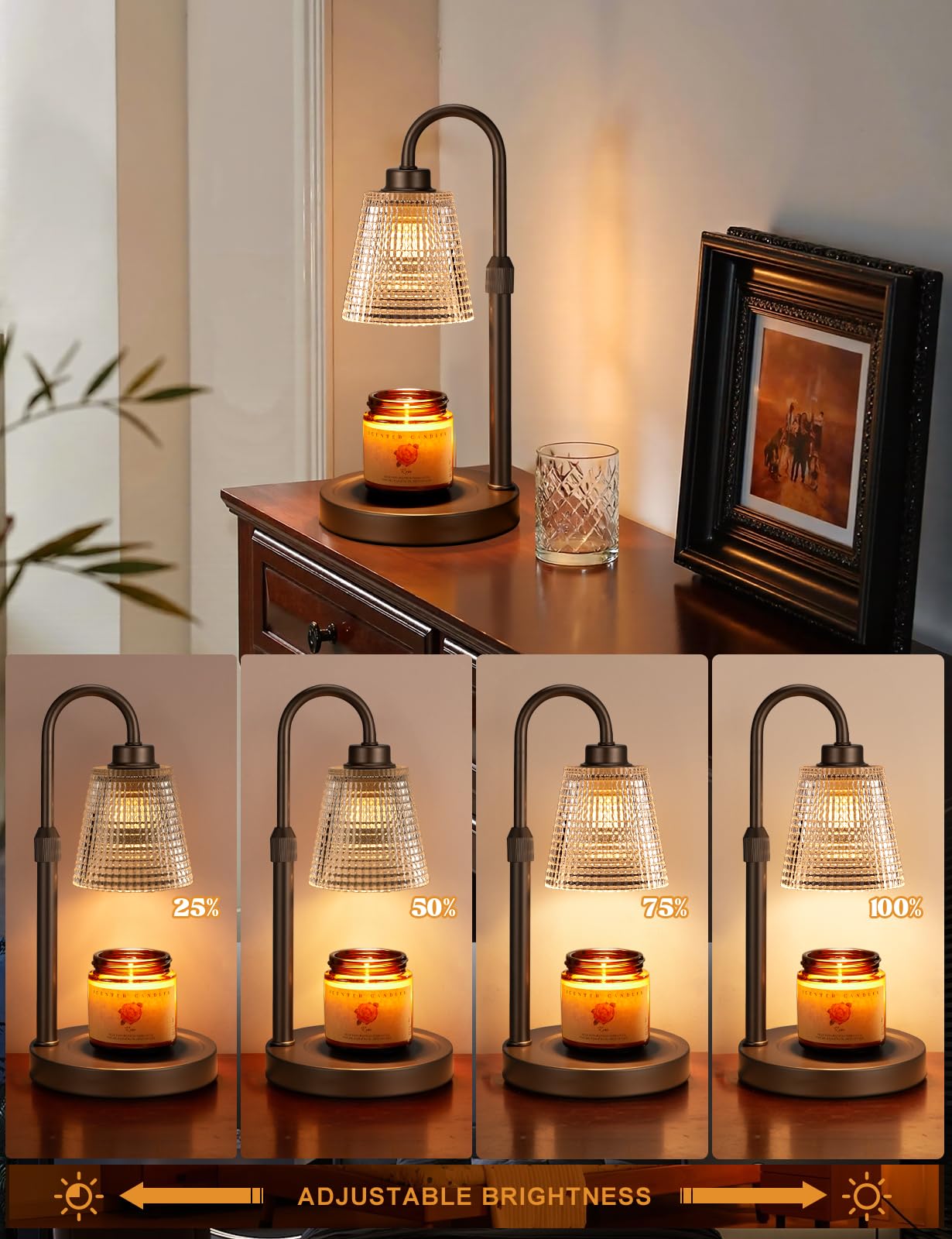 Innqoo Candle Warmer Lamp with Timer, Dimmable Candle Warmer for Jar Candles, Height Adjustable Wax Melts Warmer, Birthday Gifts for Women Mom, House Warming Gifts New Home Decor