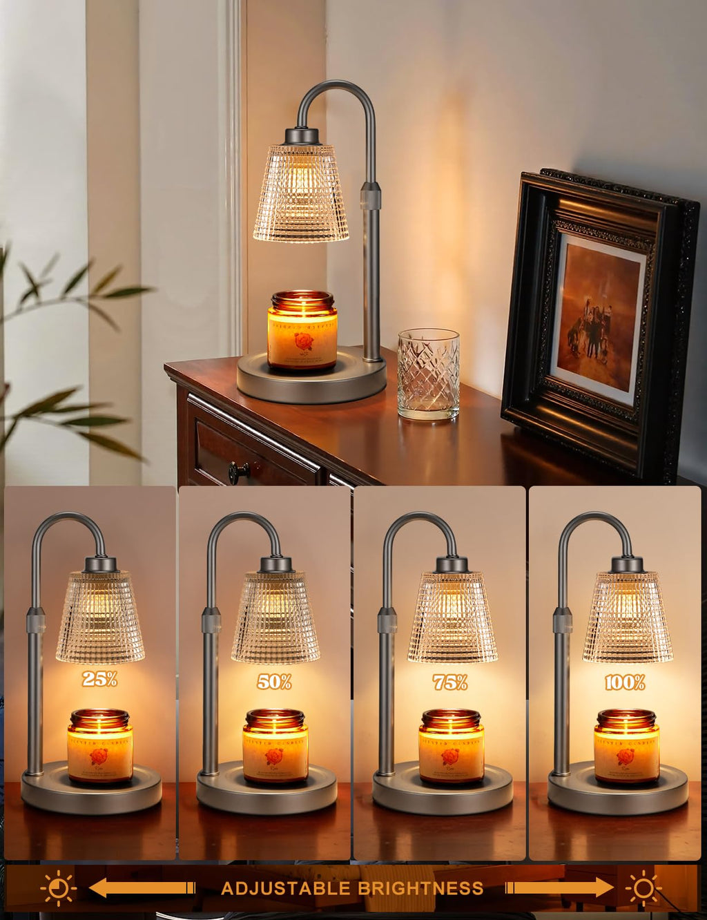 Innqoo Candle Warmer Lamp with Timer, Dimmable Candle Warmer for Jar Candles, Height Adjustable Wax Melts Warmer, Birthday Gifts for Women Mom, House Warming Gifts New Home Decor