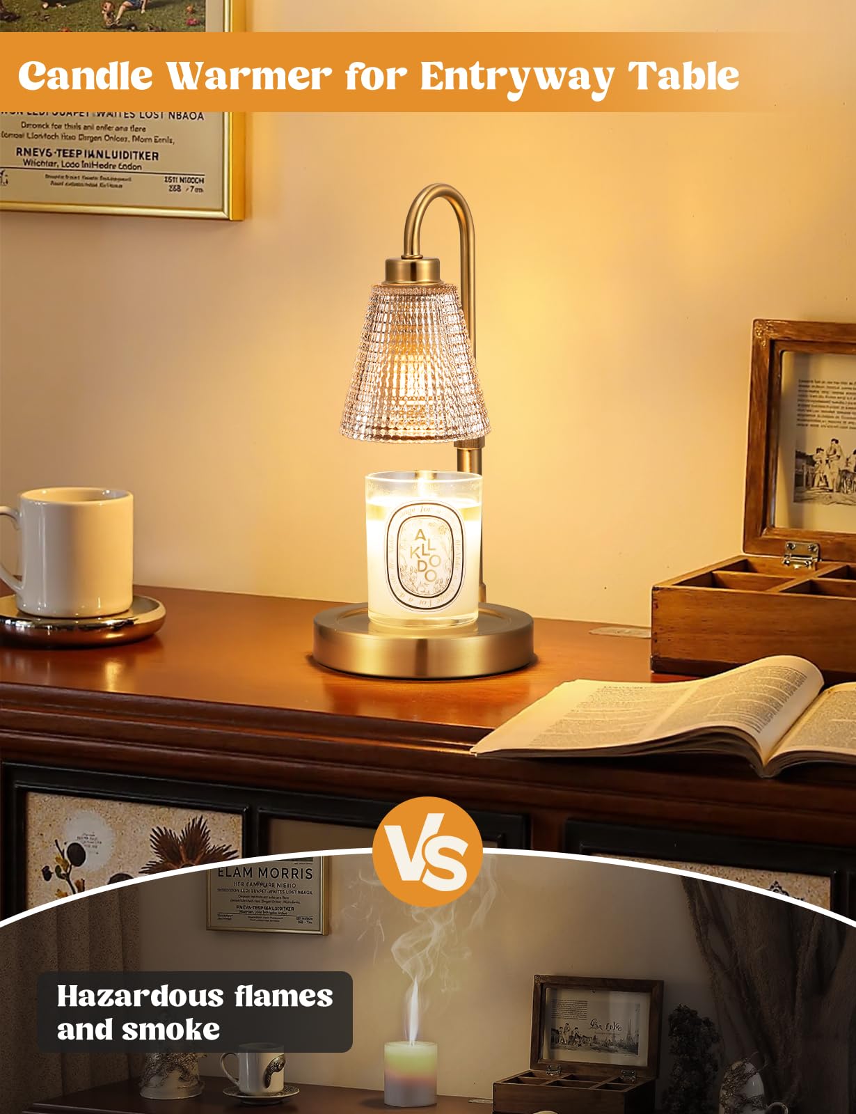 Innqoo Candle Warmer Lamp with Timer, Dimmable Candle Warmer for Jar Candles, Height Adjustable Wax Melts Warmer, Birthday Gifts for Women Mom, House Warming Gifts New Home Decor