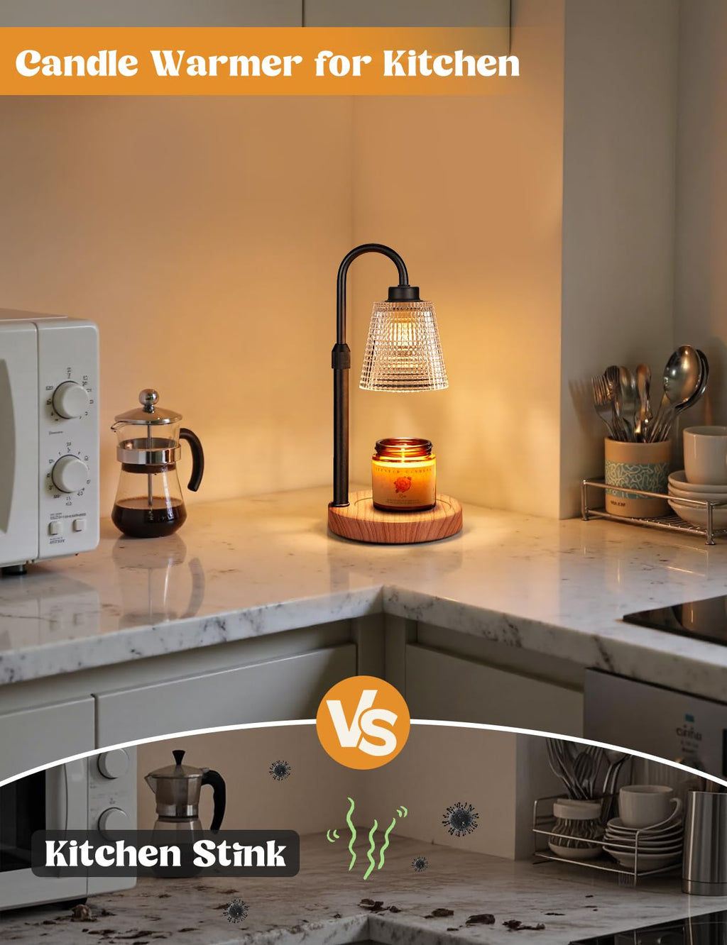 Innqoo Candle Warmer Lamp with Timer, Dimmable Candle Warmer for Jar Candles, Height Adjustable Wax Melts Warmer, Birthday Gifts for Women Mom, House Warming Gifts New Home Decor