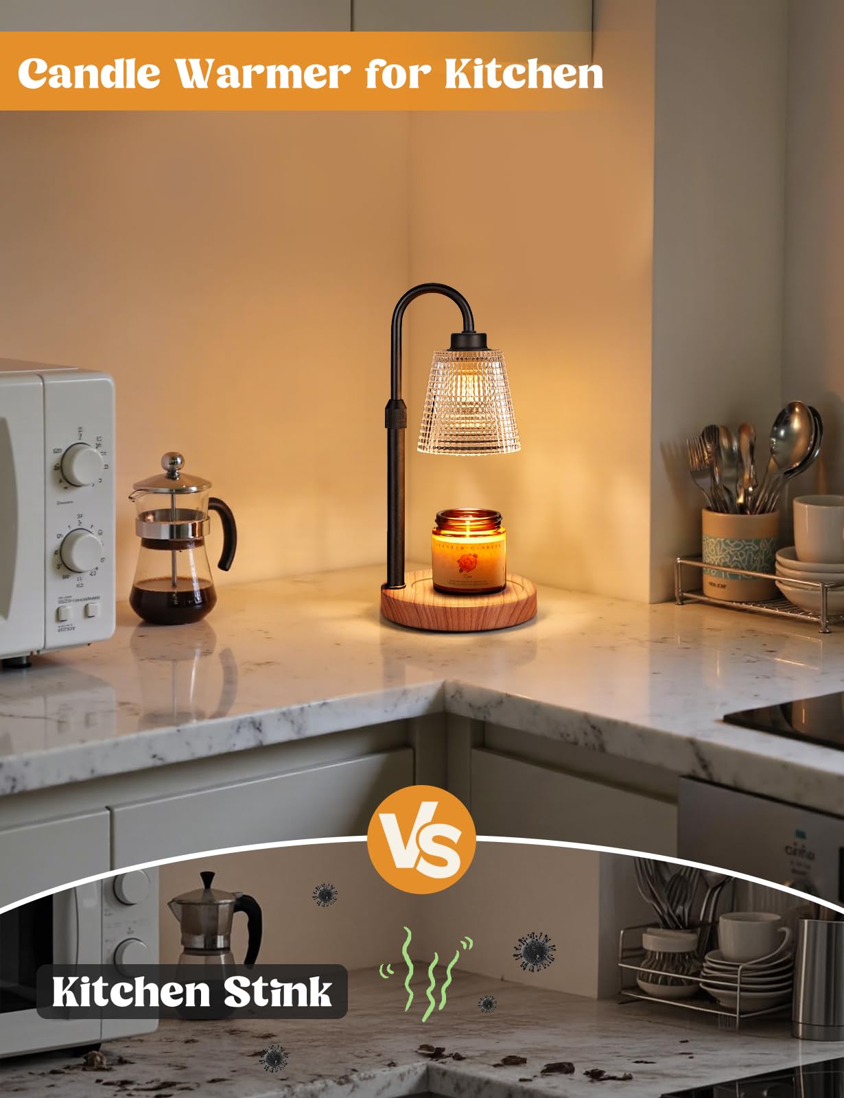 Innqoo Candle Warmer Lamp with Timer, Dimmable Candle Warmer for Jar Candles, Height Adjustable Wax Melts Warmer, Birthday Gifts for Women Mom, House Warming Gifts New Home Decor